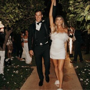 White Feathered Mini Dress